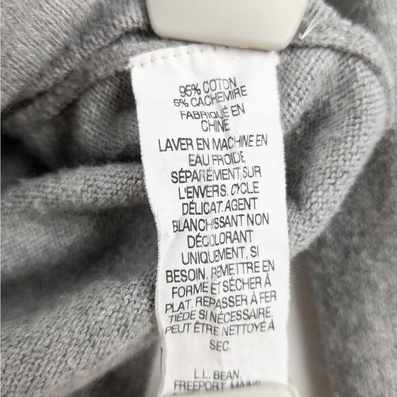 L.L. Bean Cashmere Blend Sweater Men's XL Regular Gray V-neck Ribbed Neck - Picture 6 of 9